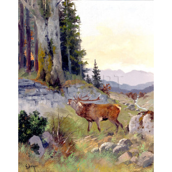 РЕПРОДУКЦИИ НА КАРТИНИ Ревящ елен на горска поляна (1928)